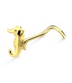 Seahorse Shaped Silver Curved Nose Stud NSKB-855